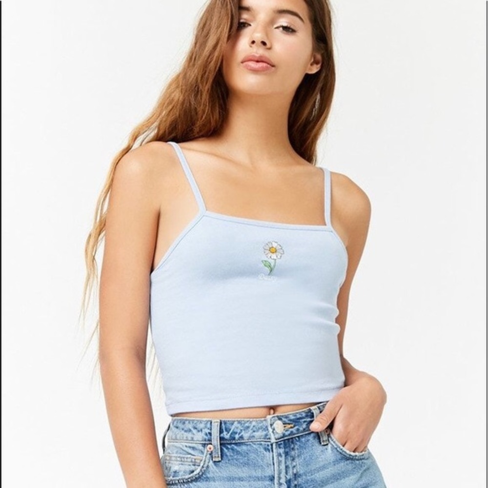 Baby Blue Forever 21 Daisy Crop Top